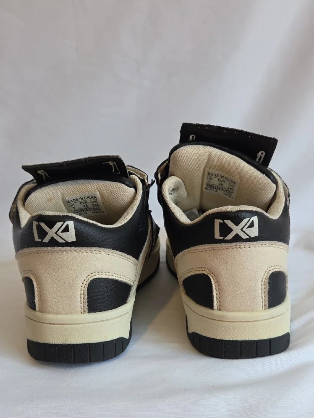 Kids Black and Cream Graphic Strap Sneakers
